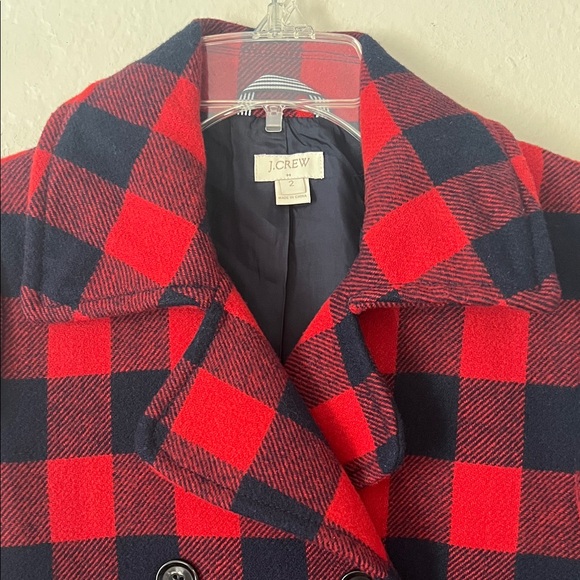 Like New! J. Crew Wool Blend Buffalo Check Peacoat Red and Blue in Size 2 - Picture 4 of 16